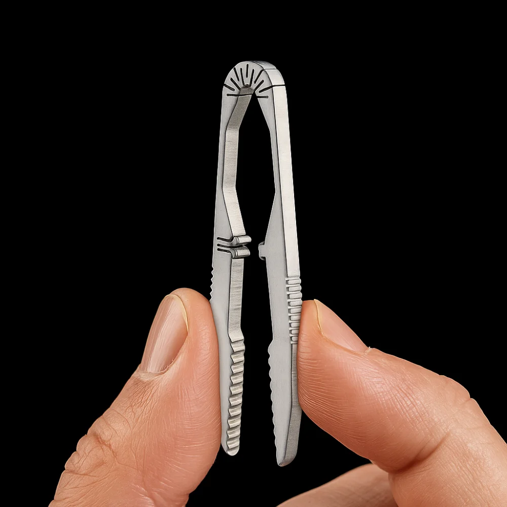 Keychains Emergency Camping Tweezer Small Size Portable Titanium Alloy Tweezer CNC Machining Snap Lock Pocket Tool Camping