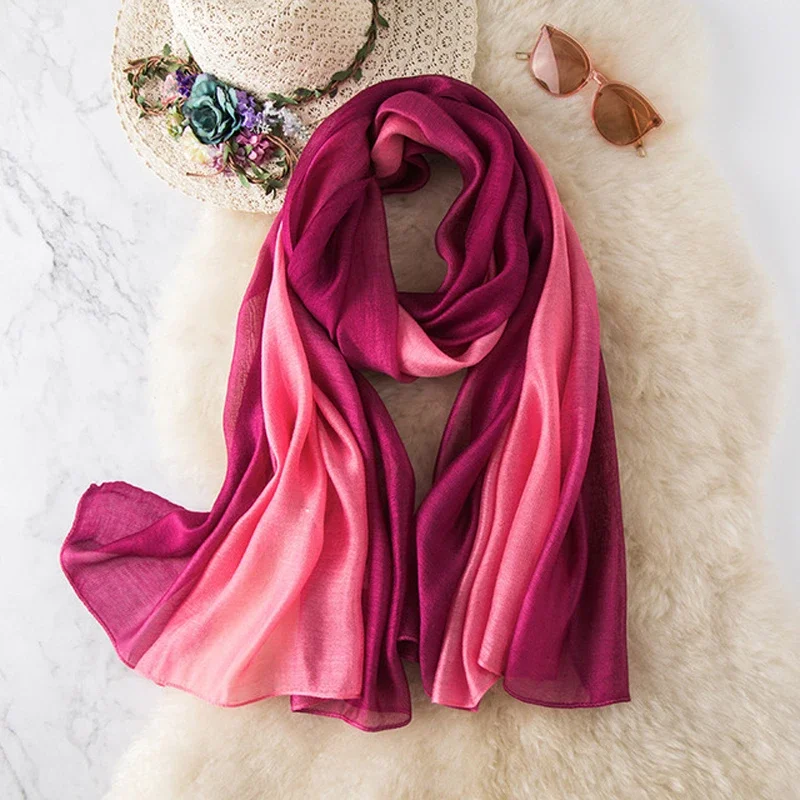 

All-Match Women shadow Silk Scarf 2019 Summer New Ladys Fashion Silkworm silk Sunscreen scarf Beach Scarves Bufanda