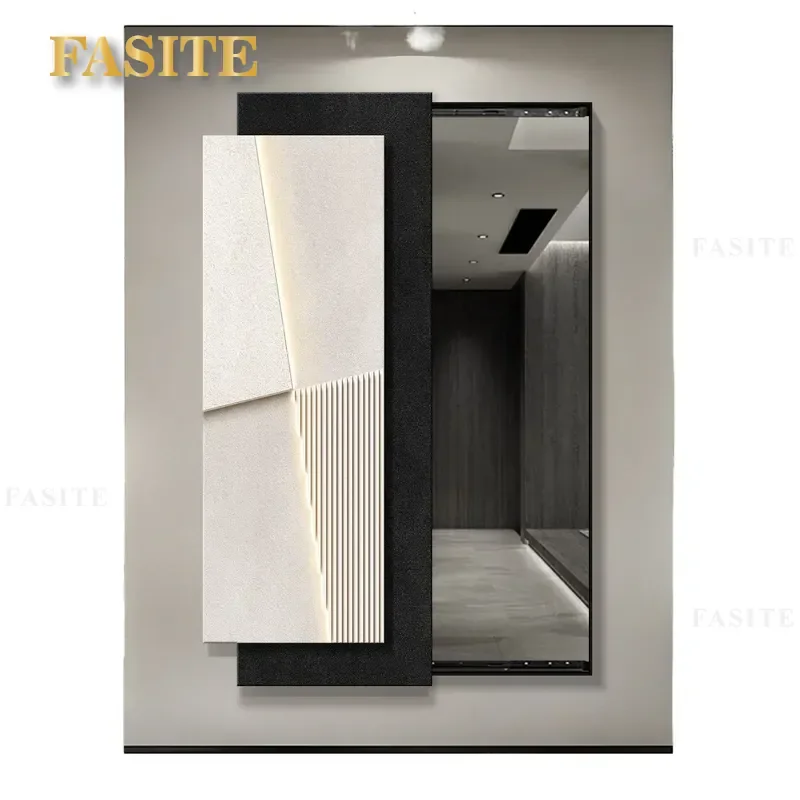 For Italian Light Luxury Full Length Mirror Decorative Painting Hidden Push Pull Wall Art Modern Home Living Room Bedroom