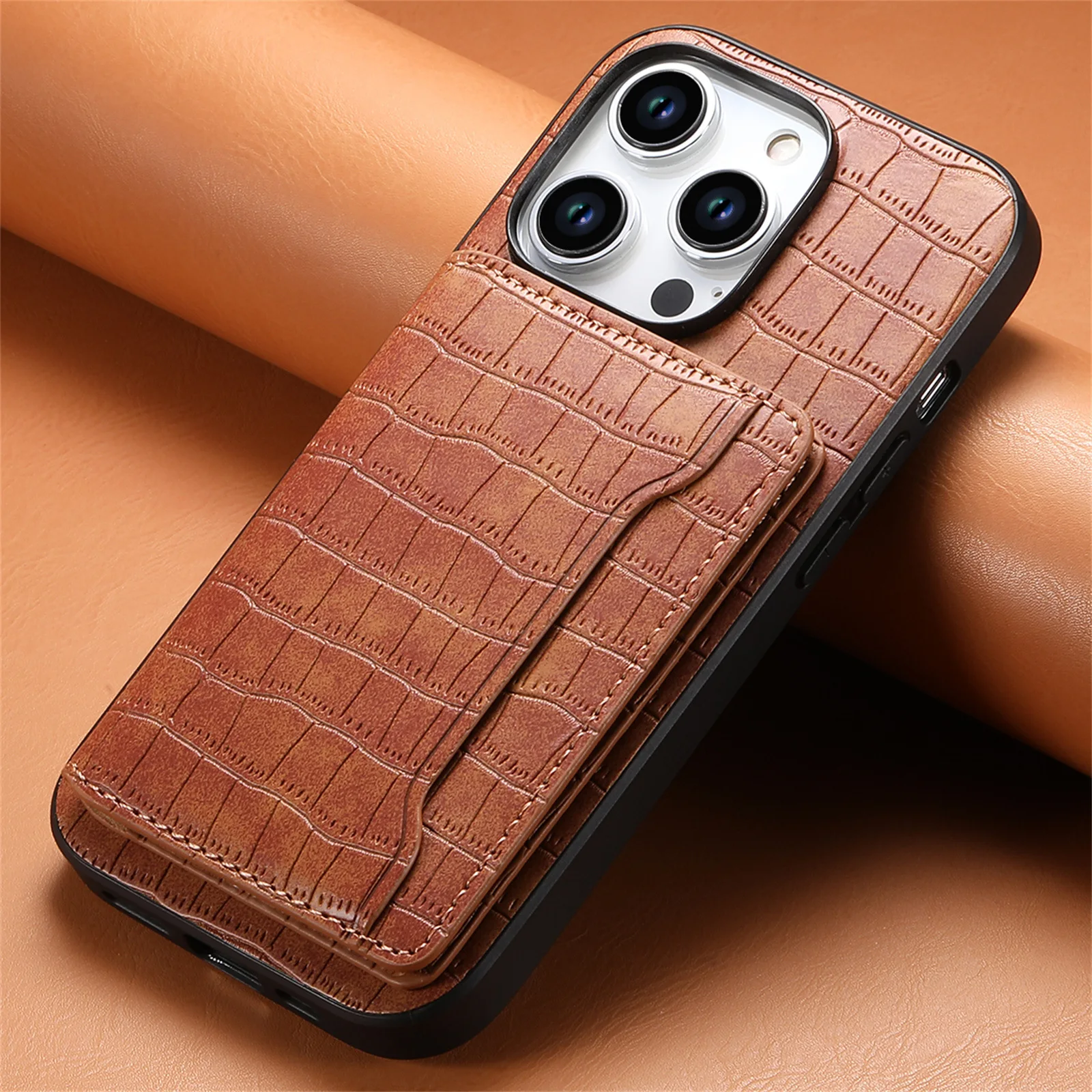 

Alligator Pattern Leather Phone Case for iphone 17 Air 16 Pro Max 16e 15 Plus 14 + 13 12 11 XS XR 7 8 Card Holder Wallet Cover