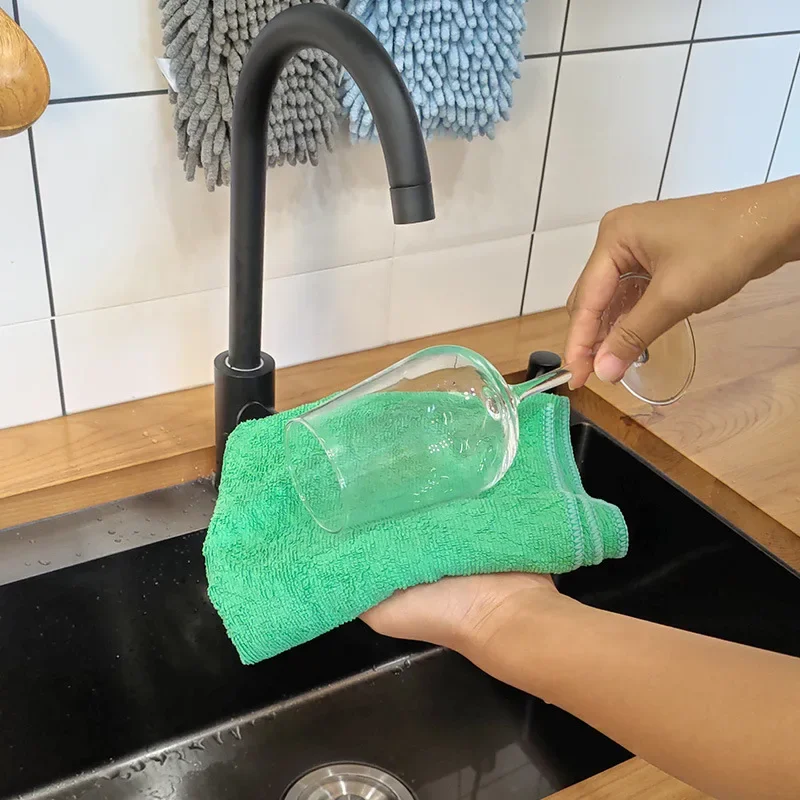 5 عبوات من قماش التنظيف المصنوع من الألياف الدقيقة، خرق تنظيف مختلط الألوان مقاس 30 × 30 سم، مناشف تنظيف للعناية بالسيارات والمنزل والمطبخ والزجاج #4