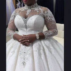 Customized High Quality Wholesale New Fashion Customize Plus Size Long Sleeve Wedding Gown Dress Bridal Wedding Dress