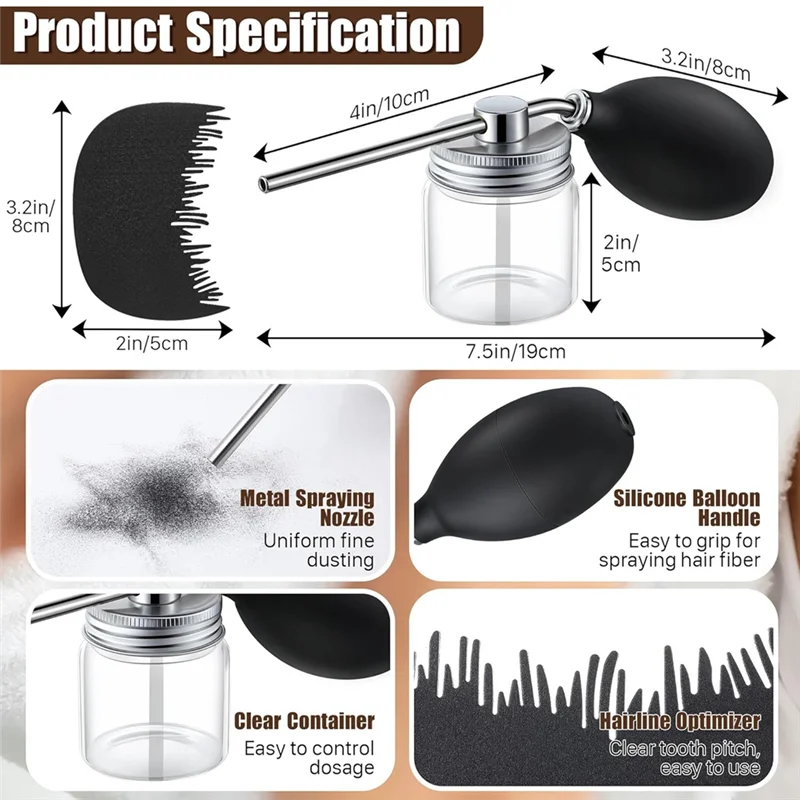 

AB41-Диатоматическая земляная колба, тряпка для порошка, равномерная тряпка для внутреннего и наружного использования для волос, бутылка для распыления оптоволоконного порошка