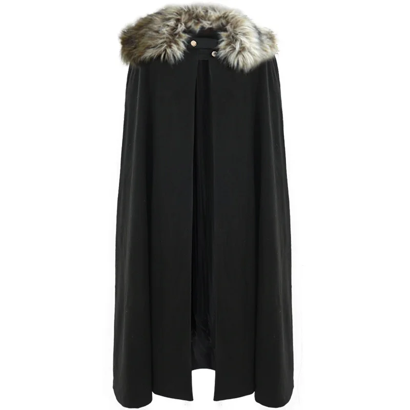 

Halloween Medieval Retro Stage COS Men and Women Woolen Coat Pure Color Steampunk Cloak Coat Wizard Cloak