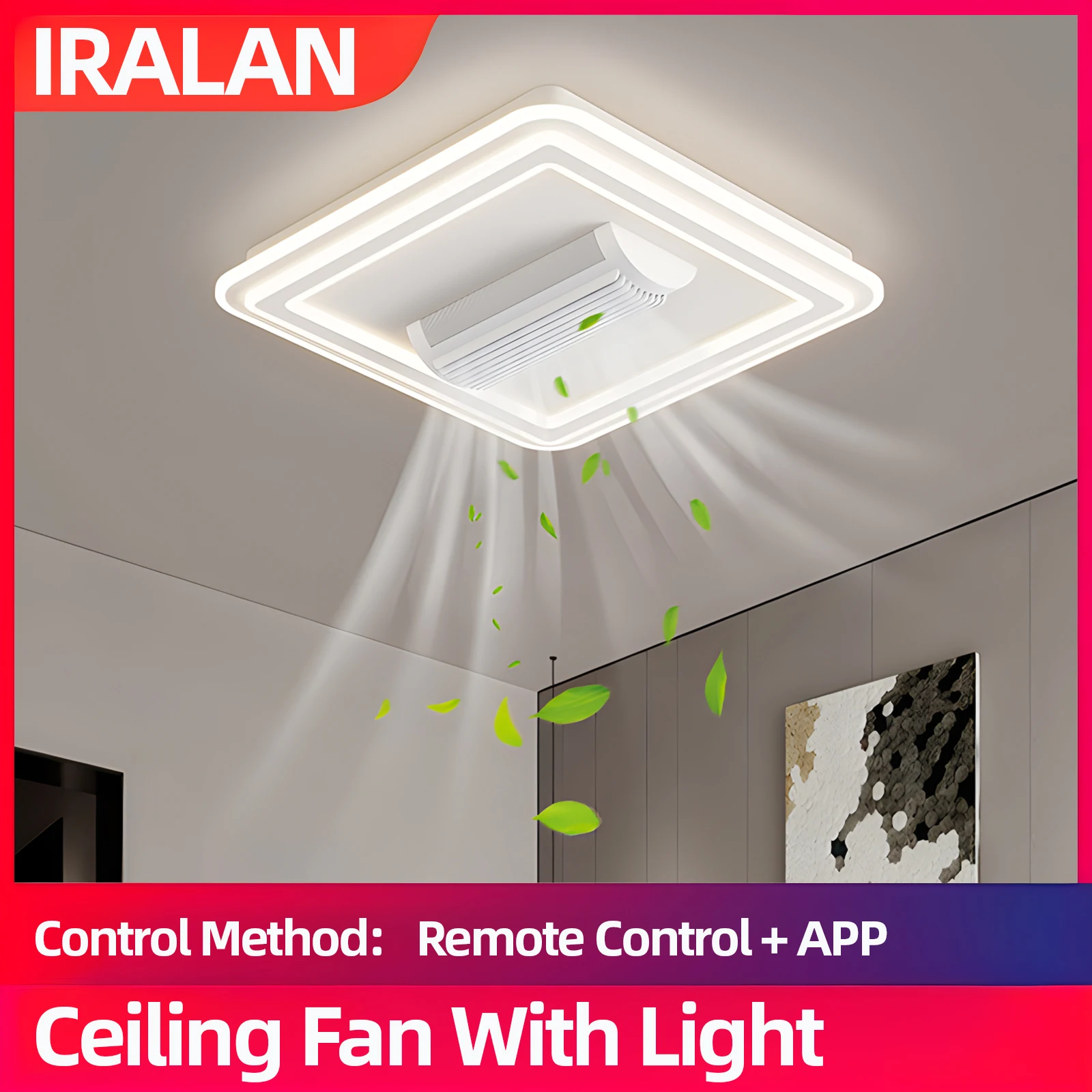 LED-Dichtungs-Deckenventilator-Licht, unsichtbare Blätter, Deckenleuchte, Fernbedienung, elektrischer Ventilator mit Licht, Wohnzimmer, Schlafzimmer, Dekor