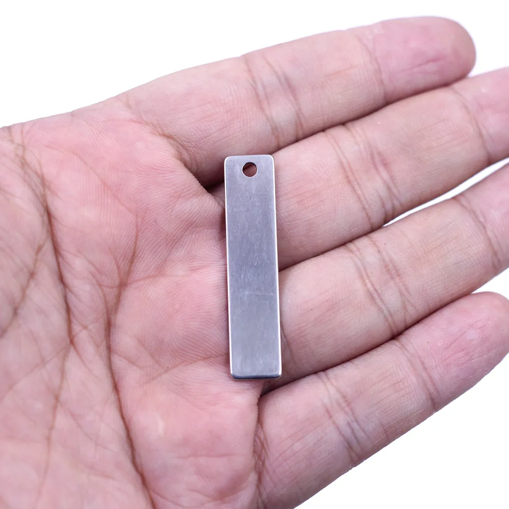 100Pcs Pendants Rectangle Blank Stamping Tags Stainless Steel Breloque Silver Tone Jewelry DIY Findings Charms 40x9mm