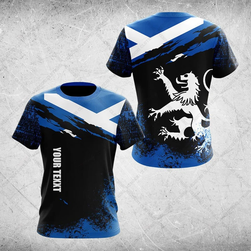 Custom Name Summer Casual Scotland Symbol Graphic T-shirts Men's Fashion Jersey Short Sleeve Tops O-neck Oversized Streetwear