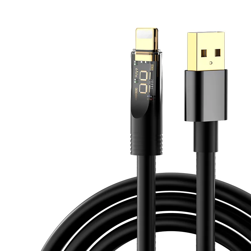 Spot Gold Plated Transparent Silicone Data Cable 6A Bold 100W Super Fast Charging with Light 2-meter Extended Phone Cable