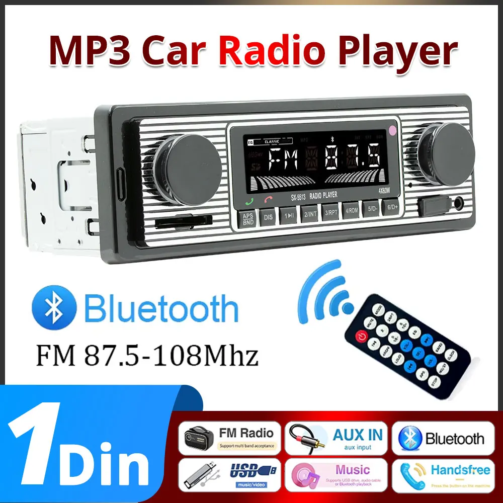 

1Din Car Radio Bluetooth Stereo FM MP3 Audio Player Cellphone Handfree Digital USB/SD With In Dash Aux Input