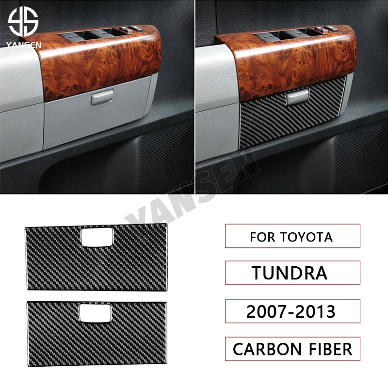 For Toyota Tundra 2007 2008 2009 2010 2011 2012 2013 Real Carbon Fiber Storage Box Panel Decorative Sticker Cover Accessories