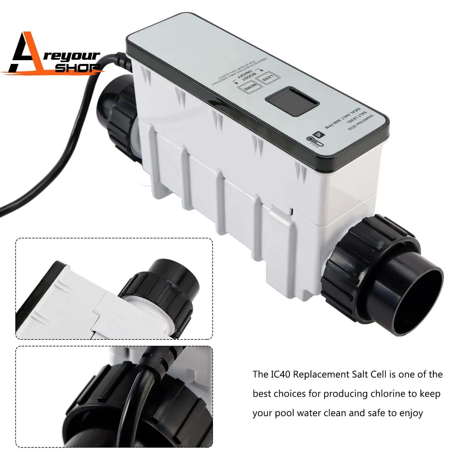 Areyourshop IC40 EC-520555 Replacement Salt Cell Chlorine Generator for In-Ground Pools Up
