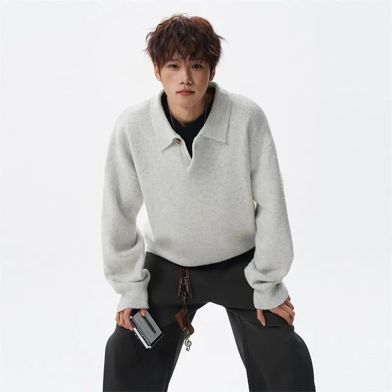 

Вязаный свитер в стиле ретро, длинный, повседневный, универсальный, с эффектом высококачественного материала, с воротником-стойкой, базовый слой для осени и зимы, американский стиль...