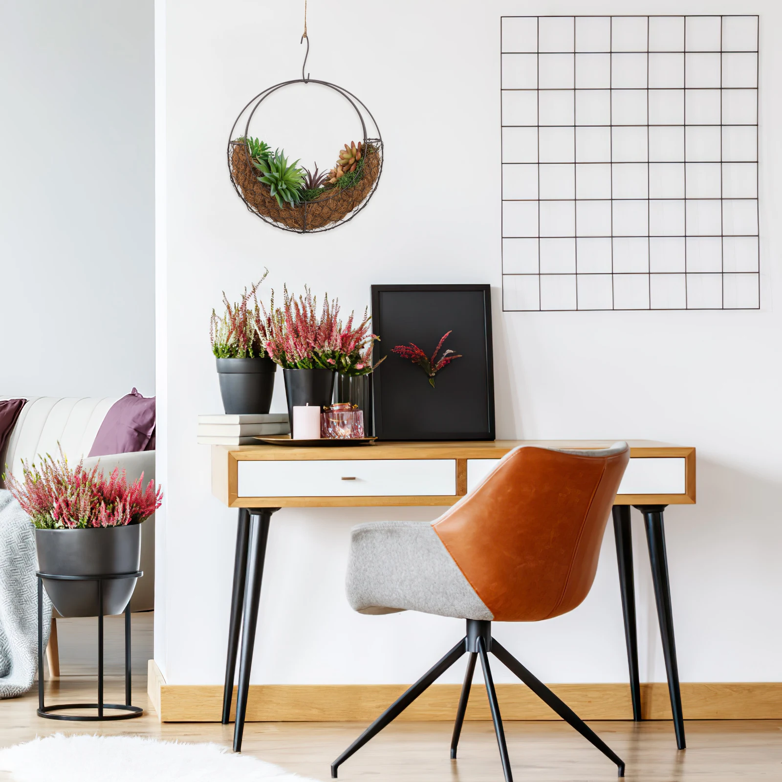 

Hanging Plant Basket Metal Wire Succulent Holder Moon Shape Frame For Indoor Outdoor Garden Decor S Shape Plant Hanger Wreath