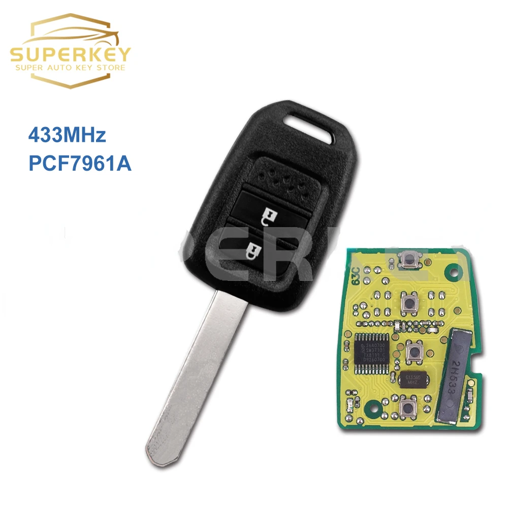 

SUPERKEY 433Mhz 2 Button Remote Car Key For Honda Brio Mobilio 2015 2016 with PCF7961A 46 Chip No Mark