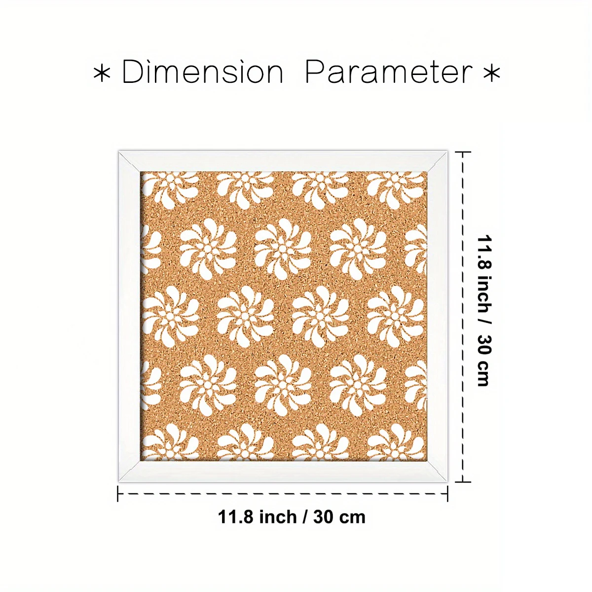 Floral Print Square Cork Board Wall-Mounted Decor Black & White Frame Optional Pin Bulletin Board for Bedroom Home Office