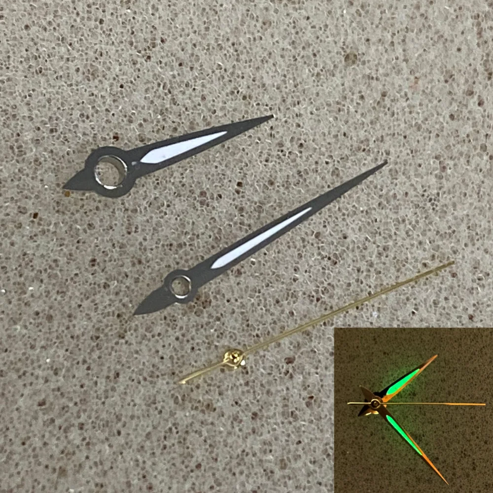 Светящиеся стрелки для часов, запчасти для часов NH35/NH36, зеленые светящиеся аксессуары для часов с тремя стрелками