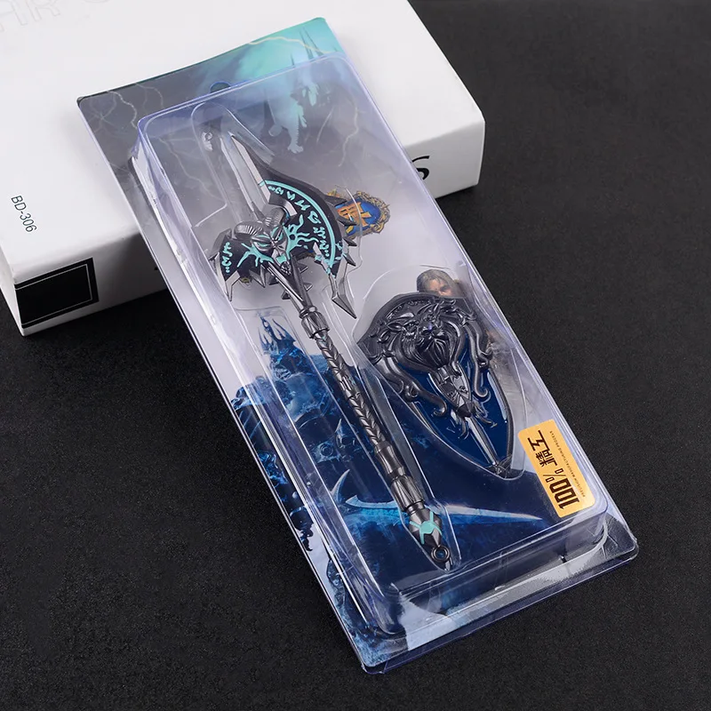 A Set Game WOW Metal Gift 15cm Weapon Model Lich King Frostmourne The Horde The Alliance Game Cosplay Prop Souvenirs Box Package