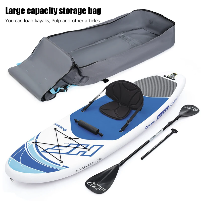Gray Oxford Cloth Paddle Board Backpack with External Reinforced Straps, Inflatable Surfboard Backpack, Portable Kayak Water Sports Equipment Large-Capacity Storage Bag view 3