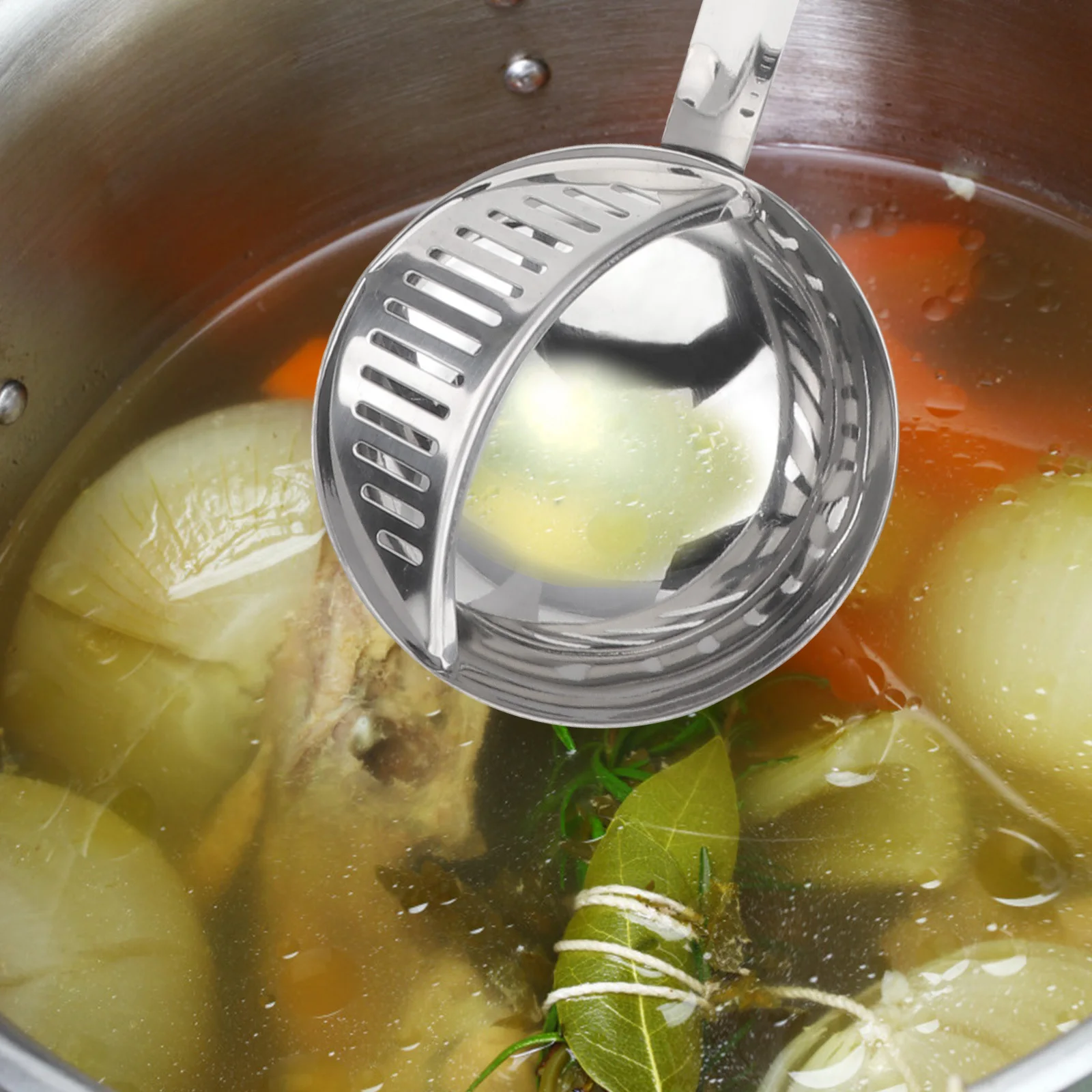 

Stainless Steel Soup Ladle Large Size Dual Use Kitchen Utensils Colander Spoon Filter Strainer for Soup Cooking Accessories Easy