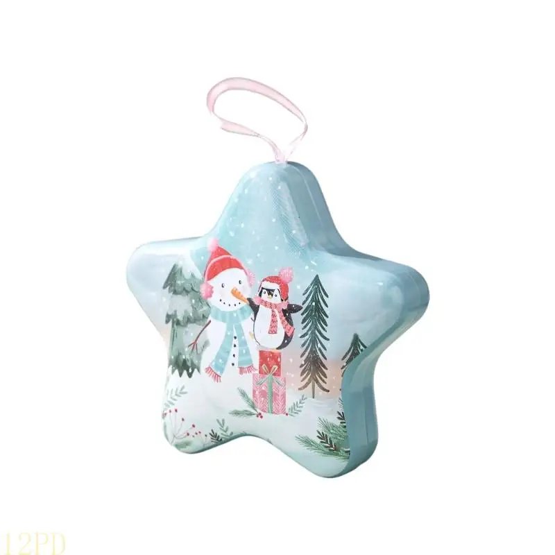 12PD Portable Christmas Metal Storage Box Carry Strap Decorative Holiday Organizers Case
