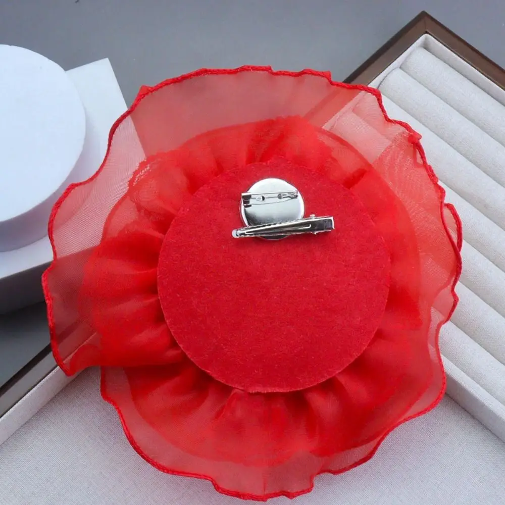 Broche de flor rosa hecho a mano, accesorios para ropa, broches DIY, alfileres de solapa Vintage, hilo multicapa de flor grande de 19CM