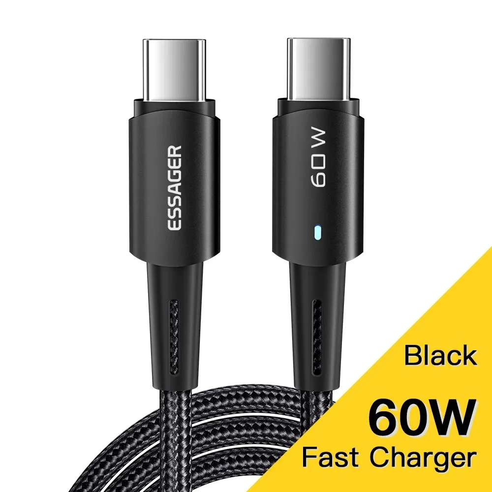 Essager Pd 100W 60W Type C C Naar C Kabel Snel Opladen Mobiele Telefoon Oplaadkabel Draad Voor Xiaomi Samsung Huawei Macbook Ipad