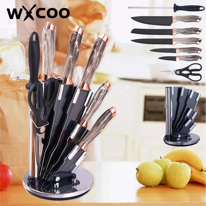 

Kitchen Knife Set 8PCS Stainless Steel Japanese Chef's Knives Sharp Meat Cutting Cooking Knife Scissors Bread Knife Fruit Peeler