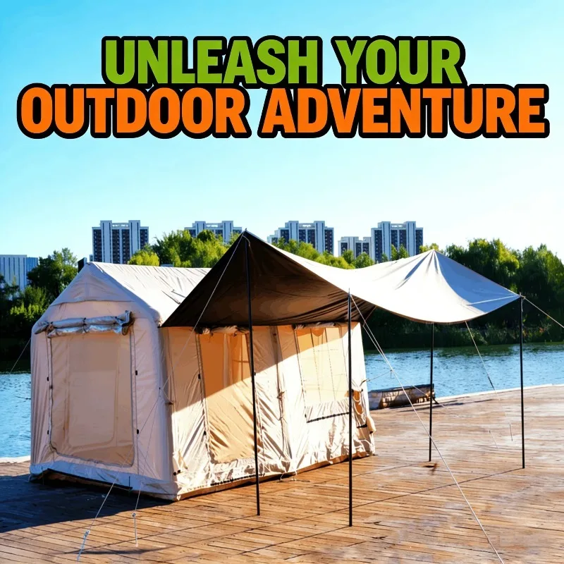 Luxury Inflatable Airbeam Lodge 12SQM Glamping Villa Awning Canopy 420D Oxford Two Room Partition Heavy Duty House Wholesale