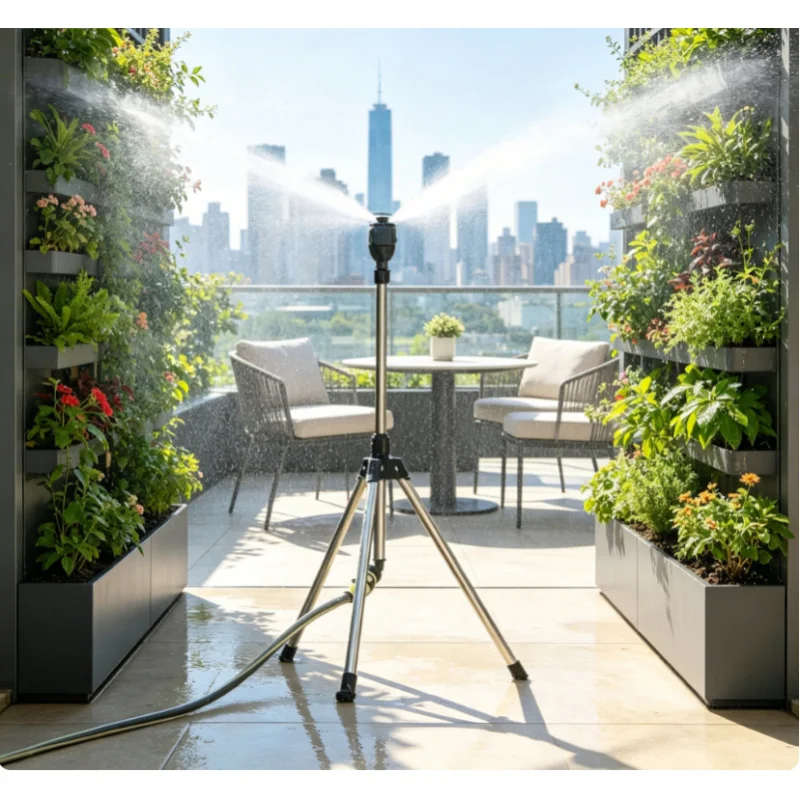 Edelstahl-Stativ 360 °   Rotierender Automatischer Gartensprinkler Rasen-Bewässerungs-Wasserstrahl-Werkzeugset