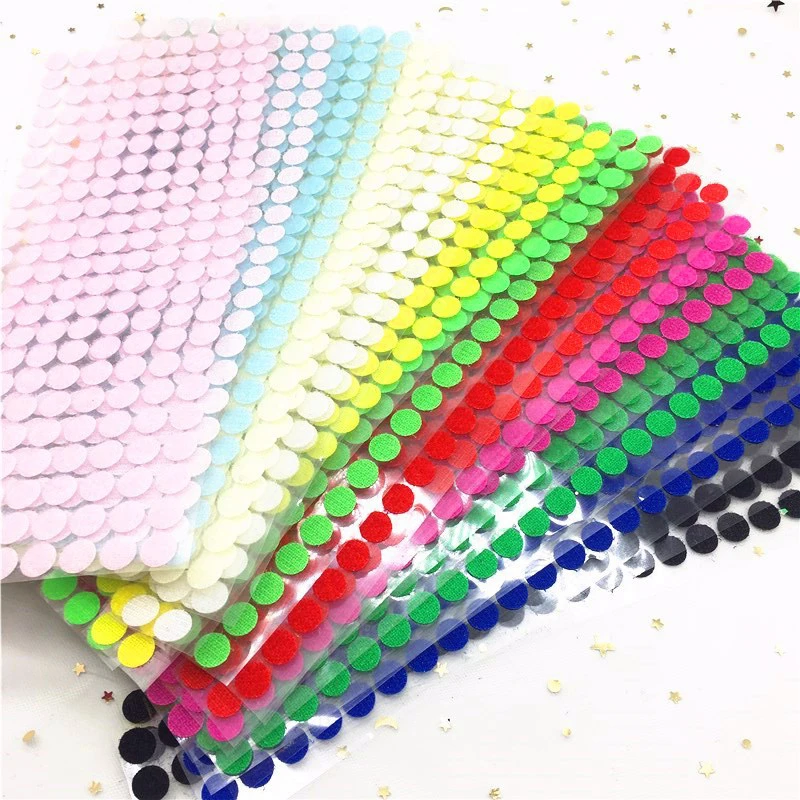 10mm 99pairs Sticker Self Adhesive Fastener Colorfull Dots Stickers Strong Glue Hook and Loop Tape Round Klitterband Glue Tape