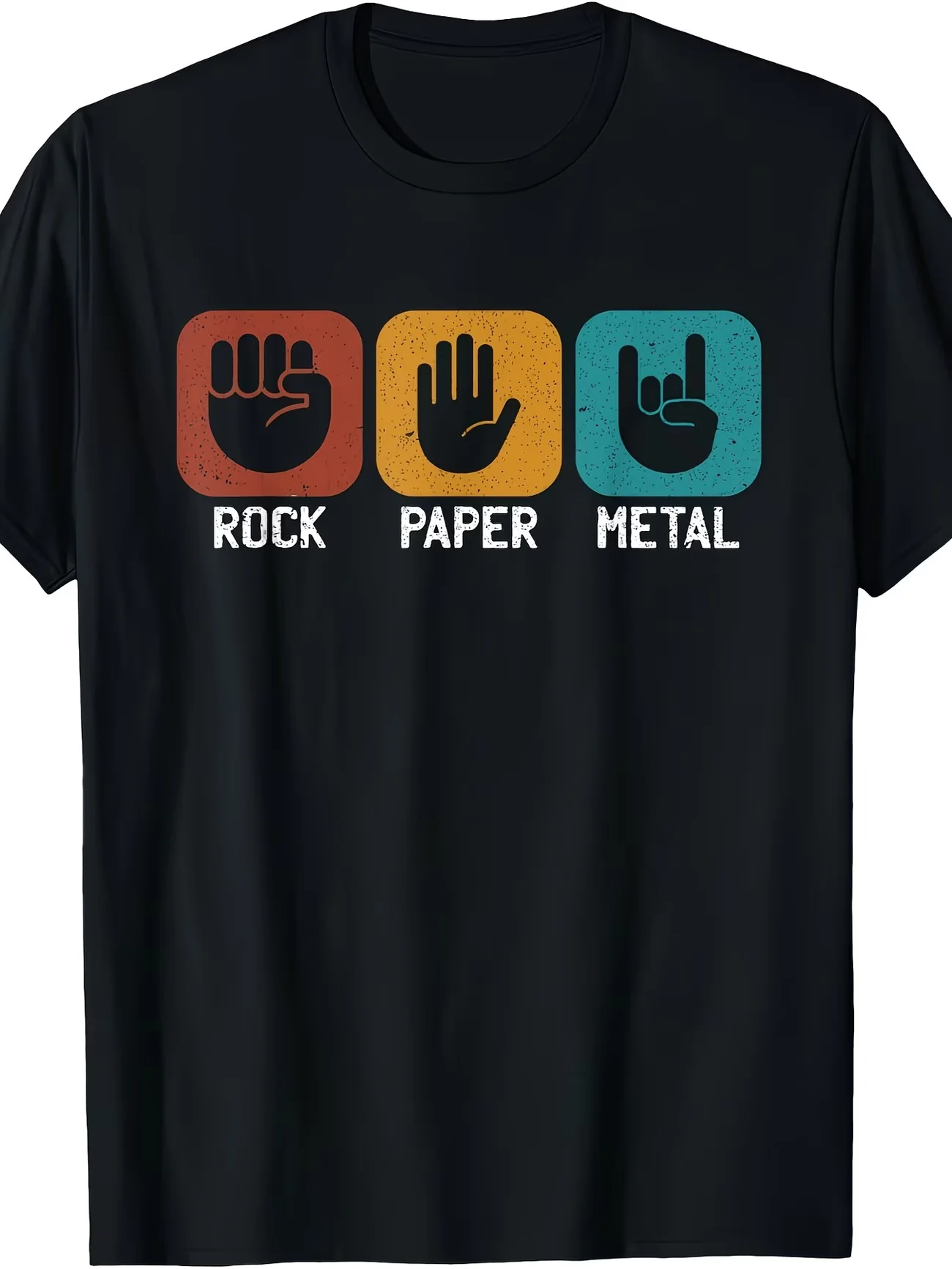 Rock Paper Scissors Music Graphic Men's T Shirt Cotton Tee Women Summer Novelty Oversize Casual Horror Meme Loose Clothing Trend