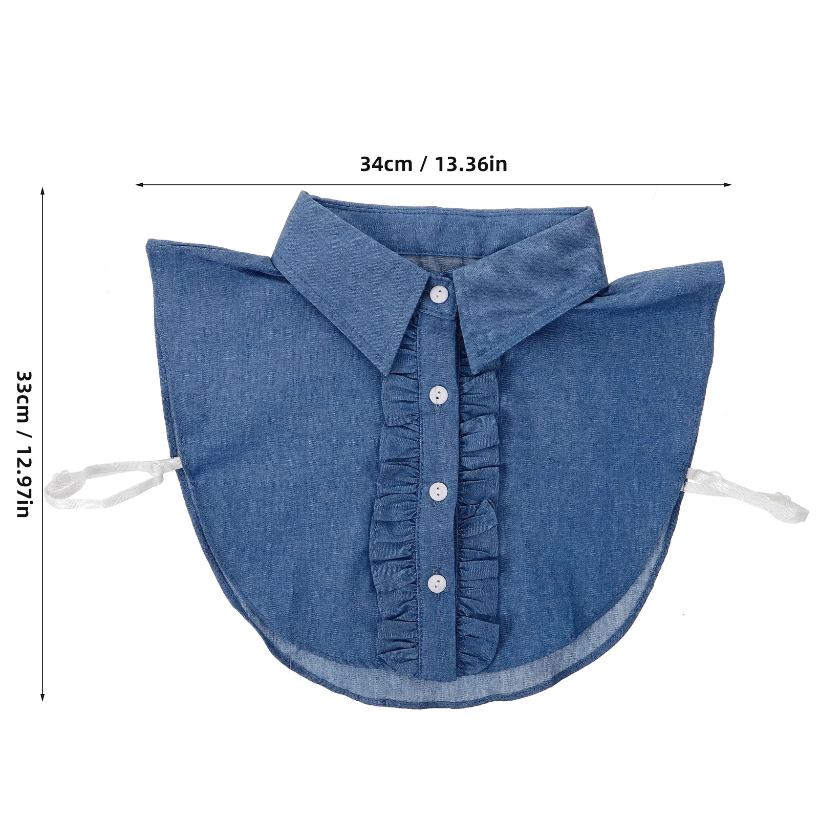 قطعة واحدة من الياقة المزيفة القابلة للفصل، ياقة كاذبة من قماش الدنيم للسيدات، إكسسوار ملابس أنيق مثالي للفساتين والبلوزات #2