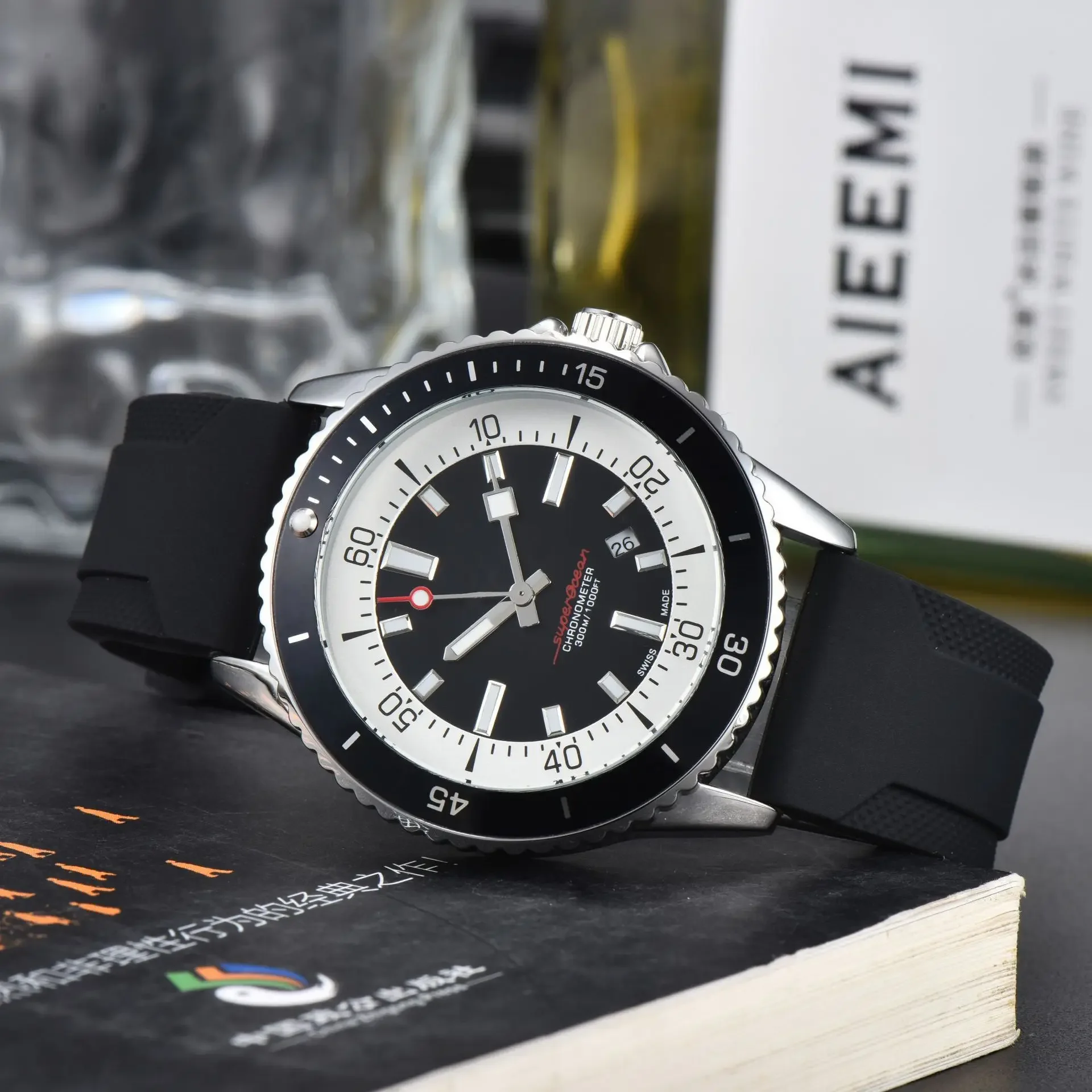 2024 novo relógio automático masculino de luxo, movimento japonês nh36, cristal de safira, aço inoxidável 42mm, 200m à prova d'água