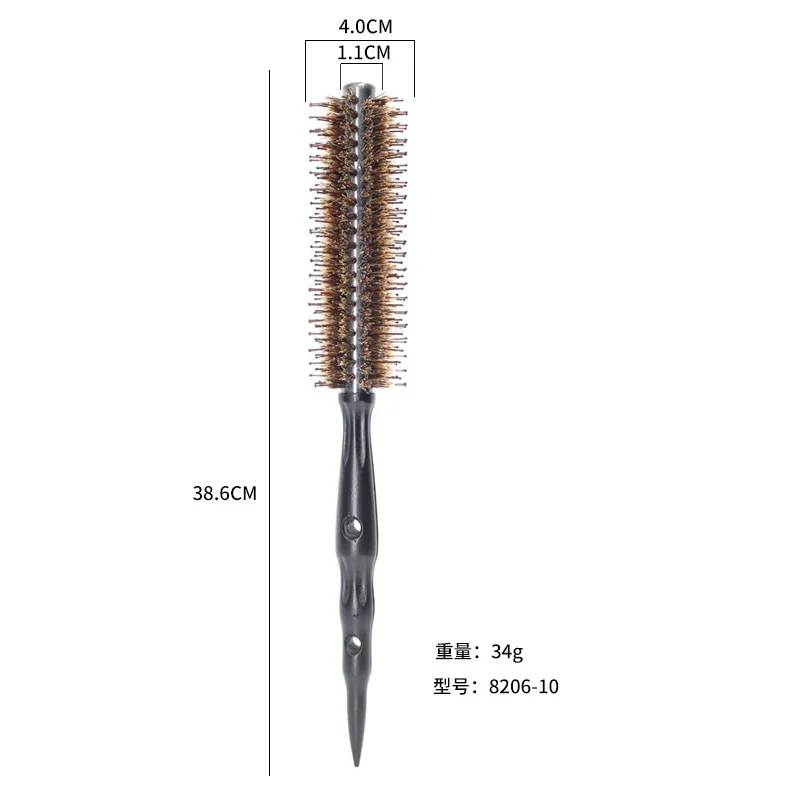 6 Sizes Wood Handle Boar Bristles Round Brush Removable Tail Professional Barber Salon Hairdressing Hair Brush Hair Round Comb