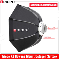 Triopo 55cm 65cm 90cm 120cm Bowens Mount Foldable Octagon Umbrella Softbox for Sokani X100 COLBOR Godox Aputure LED Video Light