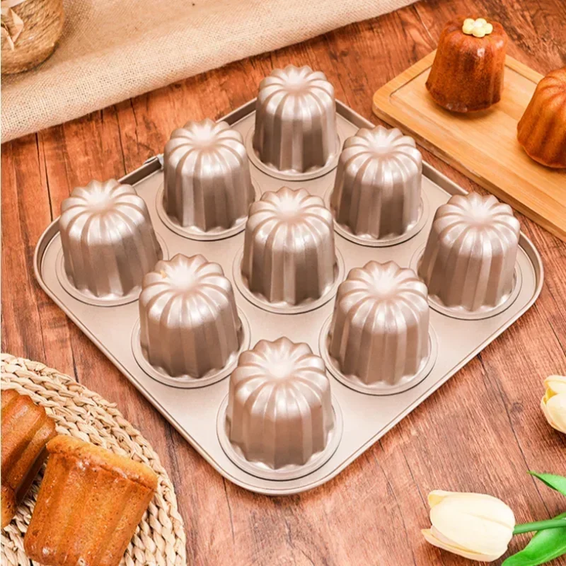 6/9/12 Holes Cake Mould Pan Carbon Steel Bakeware Mini Bundt Cake Pan French Cake Mold Muffin Cupcake Cannelés Molds Baking Tool