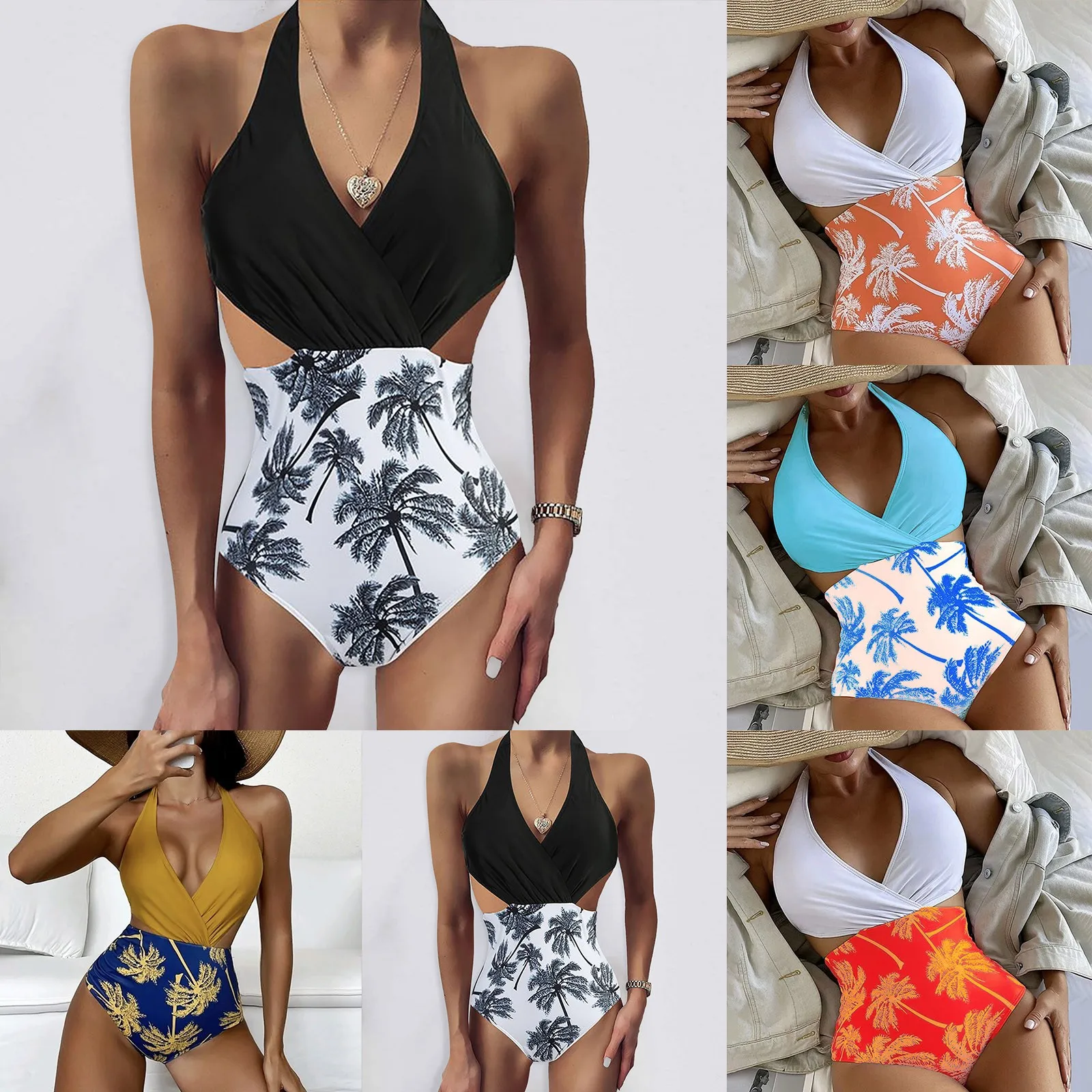 Women's Swimsuits Sexy High Cut Bathing Suits Front Monokini Swimwear pool Backless