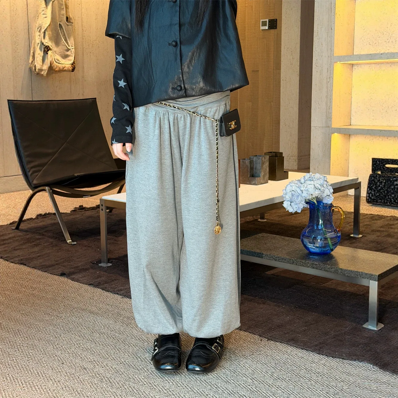 Children's Clothing 2026 Autumn Korean Version Knitted Pants, Children's Hanging Loose and Lazy Wide Leg Casual Pants