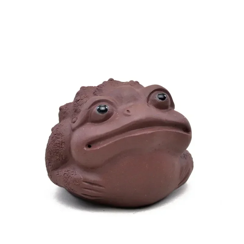 Yixing Purple Clay Tea Pet Lucky Golden Toad Figurine Sculpture Ornaments Handmade Crafts Chinese Tea Set Art Decoration Gifts