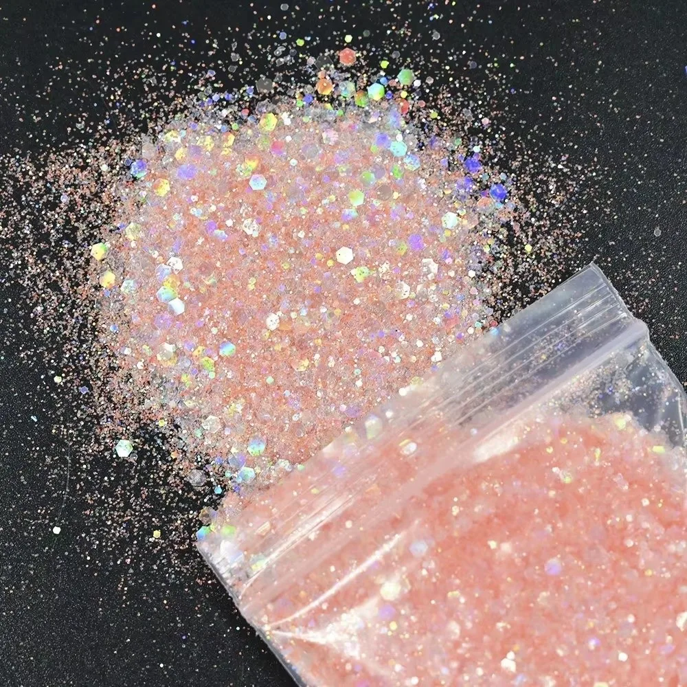 50G PET Nail Diamond Glitter Sequins Holographic Laser Shimmer Nail Glitter Multicolor Hexagon Glitter Powder