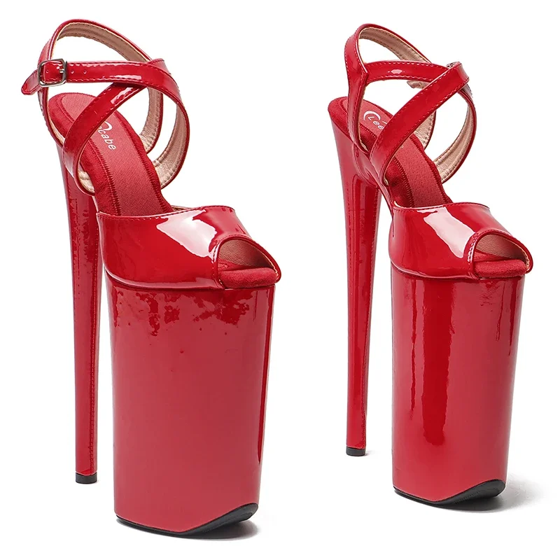 Leecabe 26CM/10inches Patent Upper sexy exotic High Heel platform party sandals Pole Dance shoes