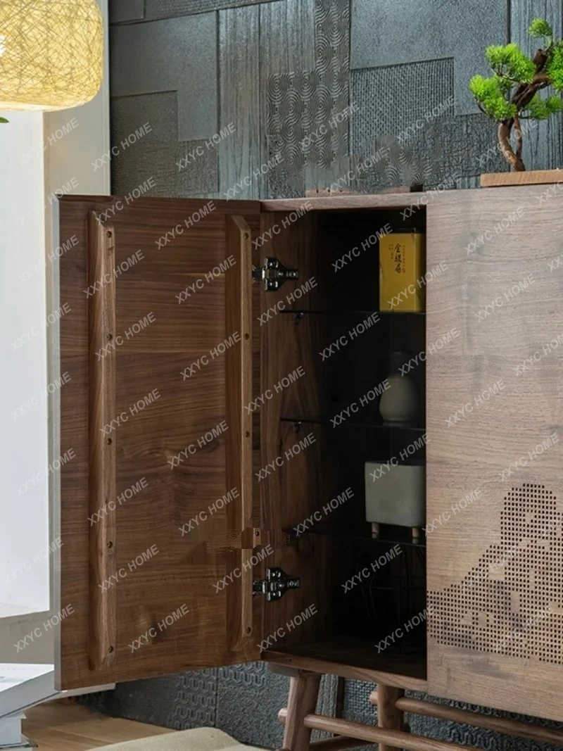 DVHot sales Black walnut log porch cabinet New Chinese decorative cabinet