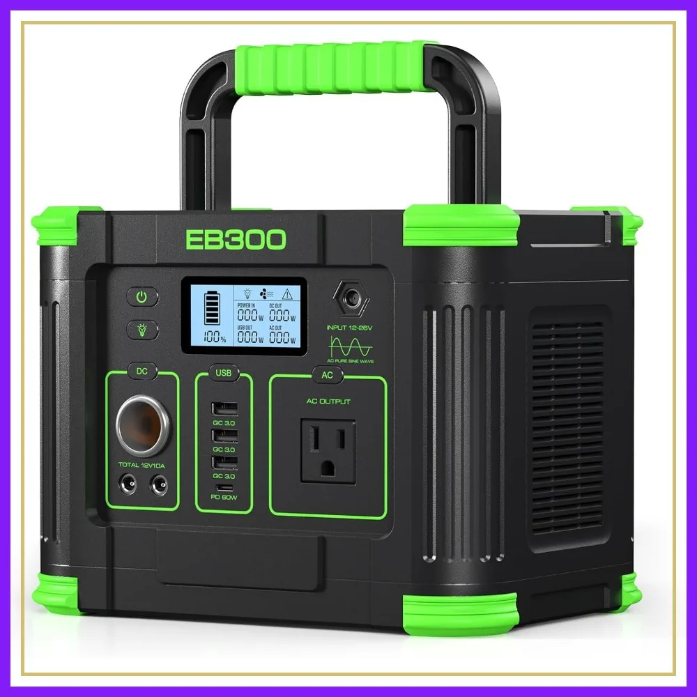 

300W Portable Power Station 288.6Wh Solar Generator with 600W Peak, PD 60W USB-C, QC3.0 & 5W Wireless Charger for Camping, Emergency, RV & Home