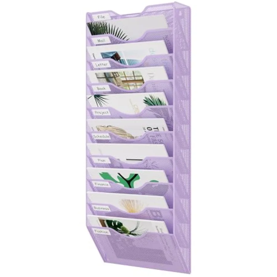 

Настенный органайзер для файлов с 10 карманами из сетки, подвесной держатель для бумаг с этикетками для классификации, вертикальный настенный органайзер для почты для офиса