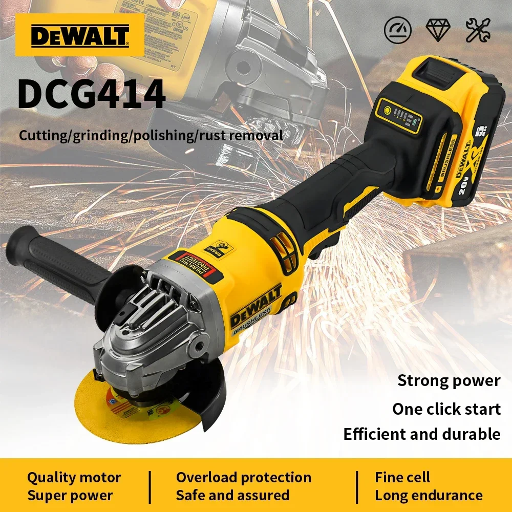 

"2025 New!" Dewalt 20V Battery DCG414 125MM Brushless Angle Grinder Cordless Cutting Machine Metal Grinding Polishing Power Tool