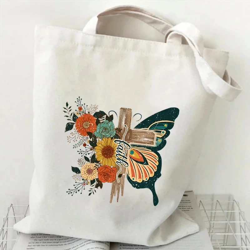 حقائب كتف نسائية على شكل فراشة بألوان مائية على شكل نباتي حقيبة يد على شكل زهرة جماليات عتيقة على شكل فراشة للمراهقين من القماش #3