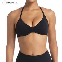Impact Strappy Bra Gym Top Women High Support Thin Strap Halter Sports Seamless Bras Scrunch Workout Yoga Tank Bra
