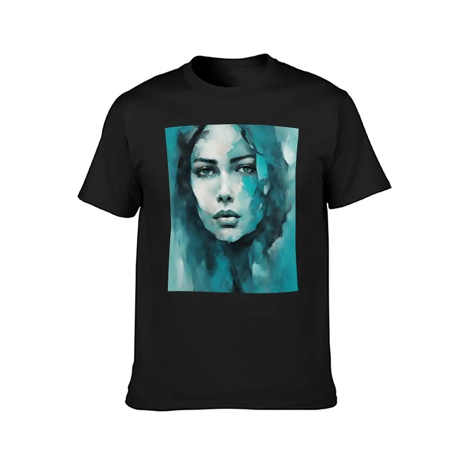 Expressive Woman Portrait - Colorful Beauty Selene T-Shirt kawaii clothes quick-drying men graphic t shirts