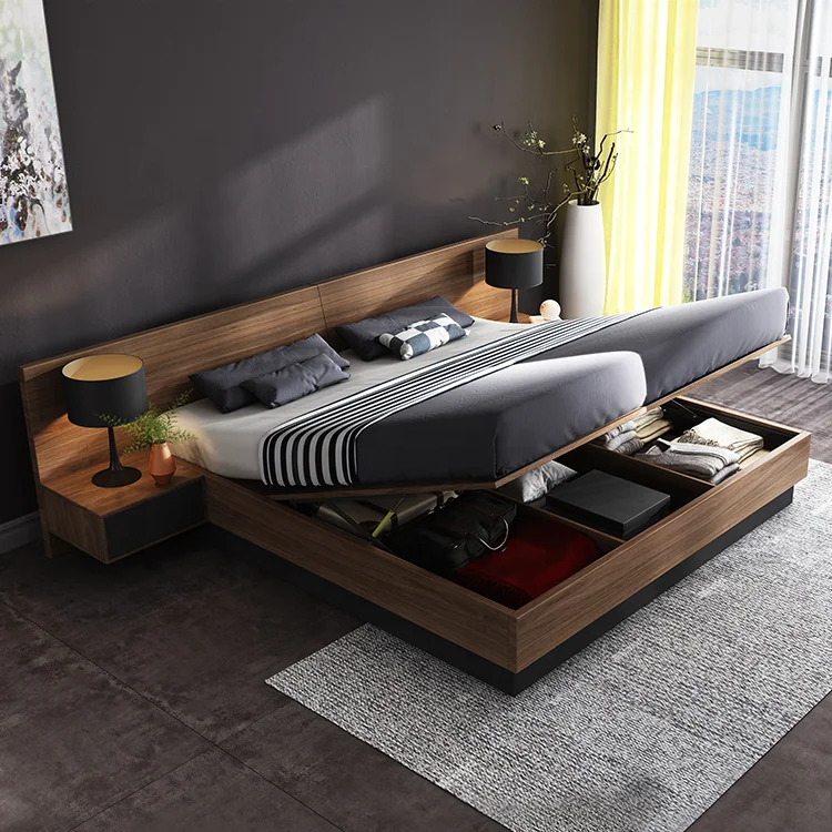 %s Modern Simple Tatami Bed With Storage Function Nordic E1 MDF Bed 1.5/1.8m King/Queen Size Double Bed Bedroom Furniture Set - view 3