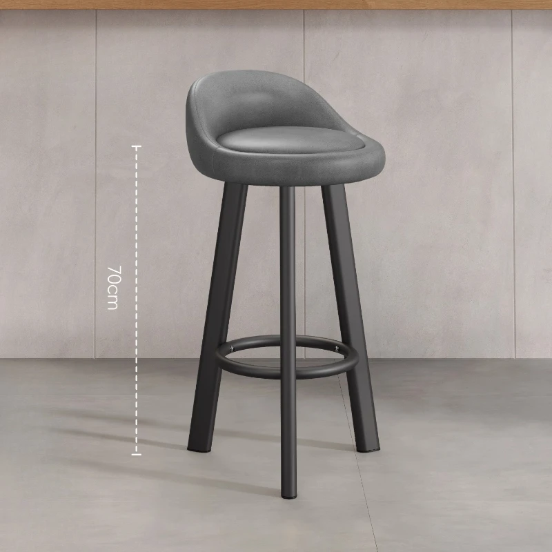 

Luxury High Foot Stool, Modern Minimalist Bar Chair, Front Desk Backrest Chair, Nordic Iron Frame Bar Stool for Home Kitchen